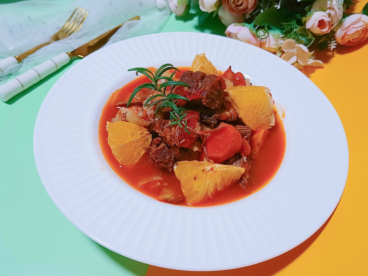 Carne de vită înăbușită în bere cu portocale poza