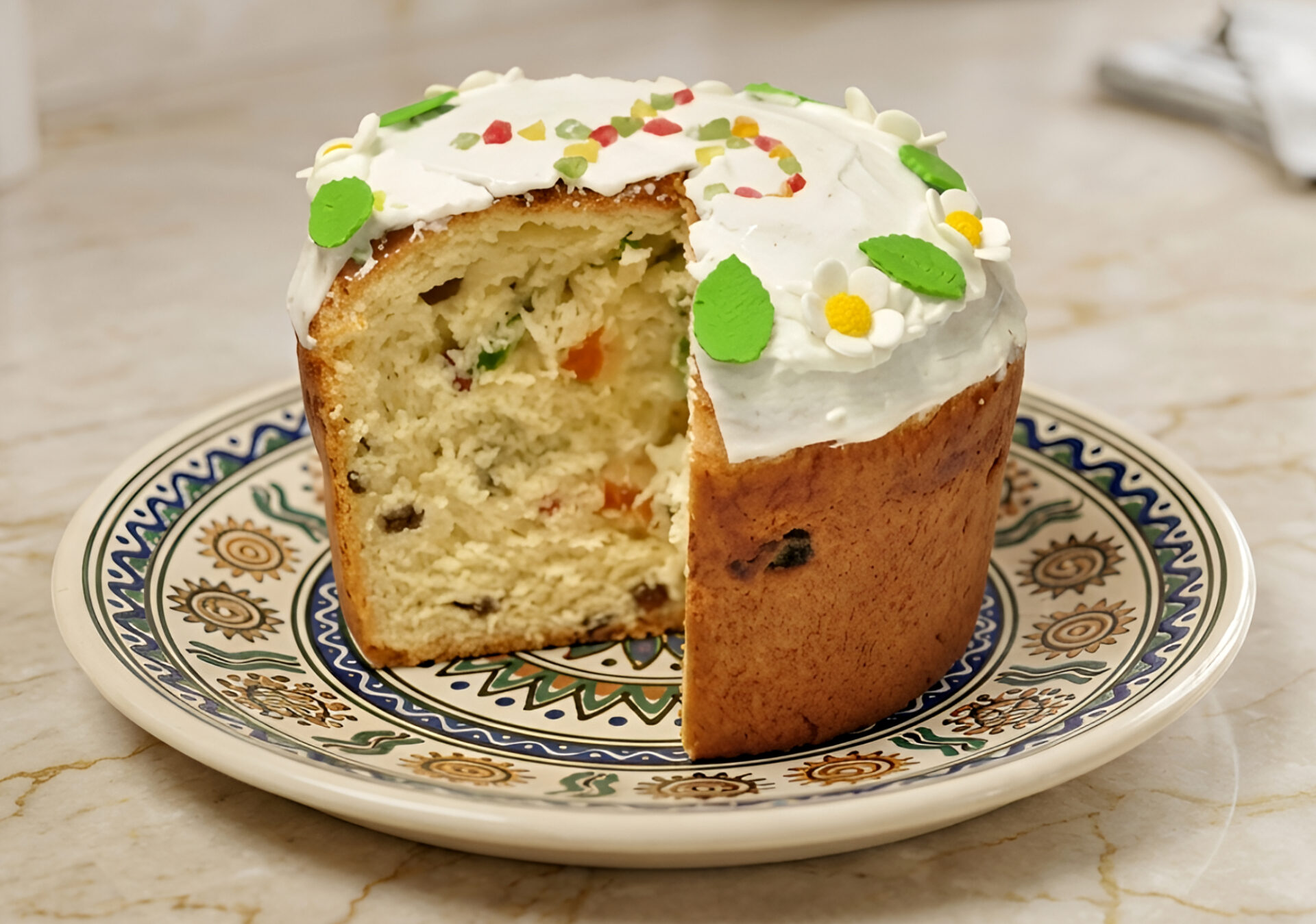 Cozonac cu stafide si glazura poza