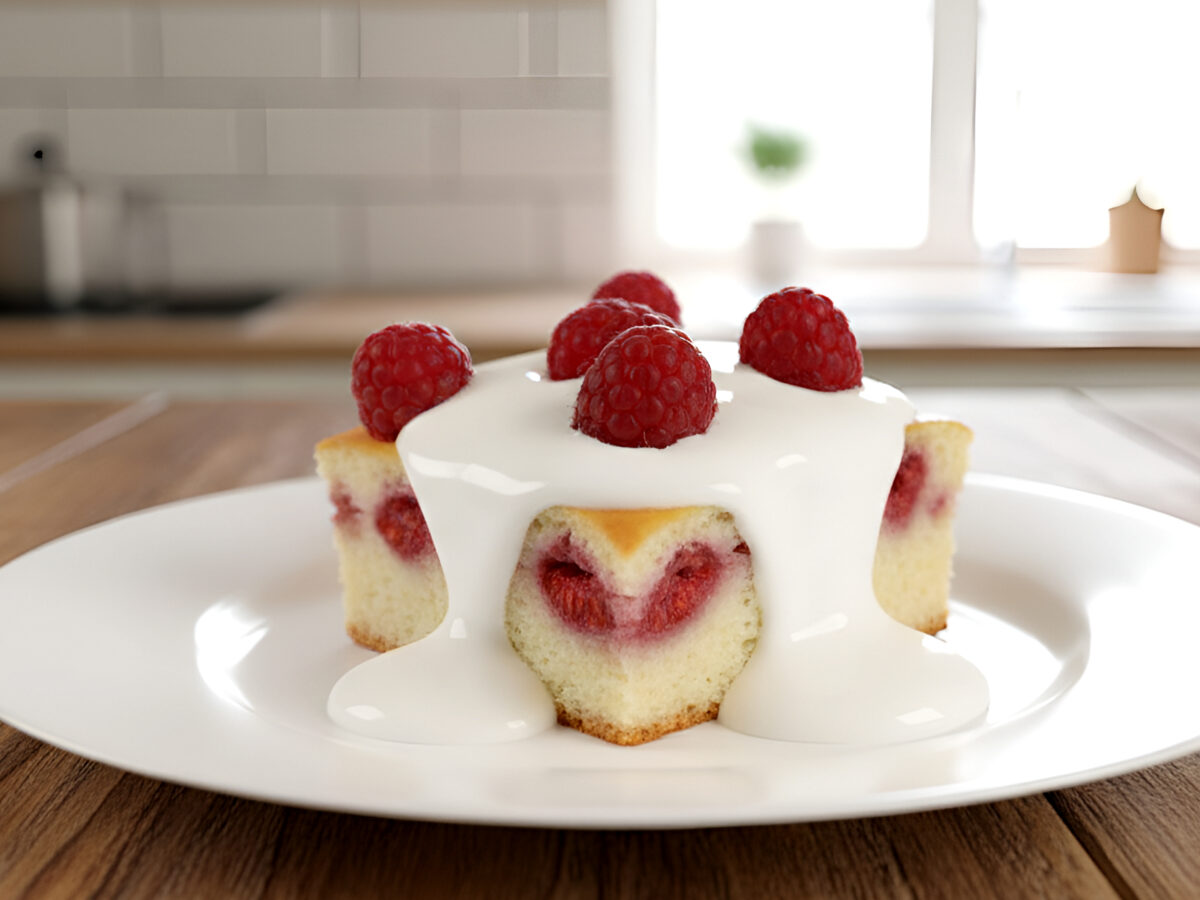 Prajitura de branza de vaci cu zmeura poza