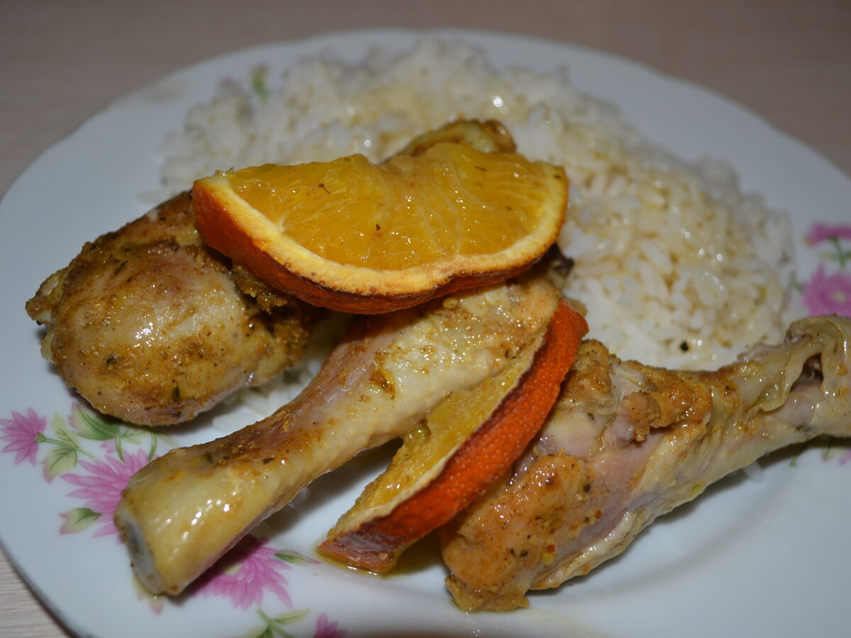 Pulpe de pui cu portocale poza