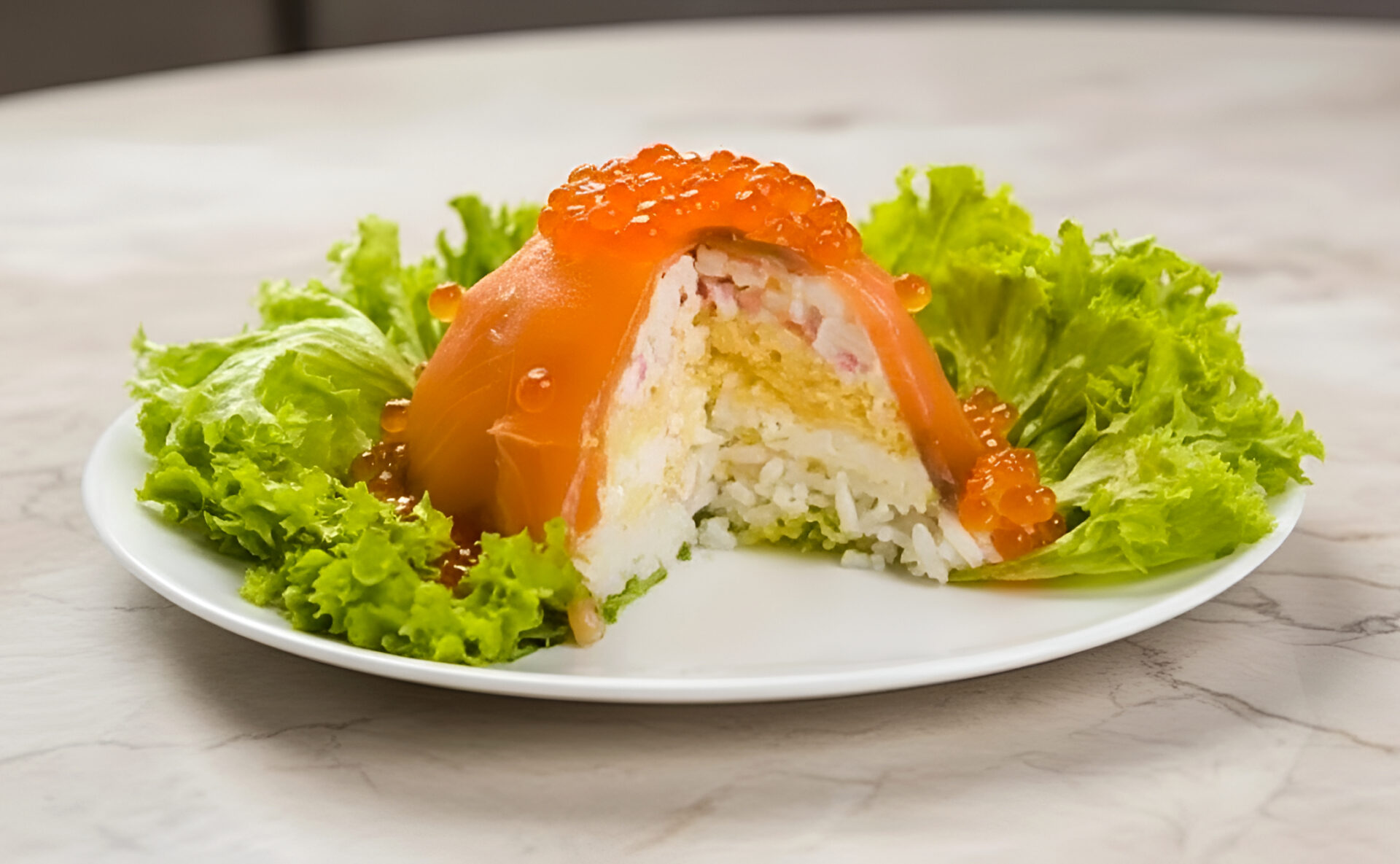 Salata cu somon si caviar poza