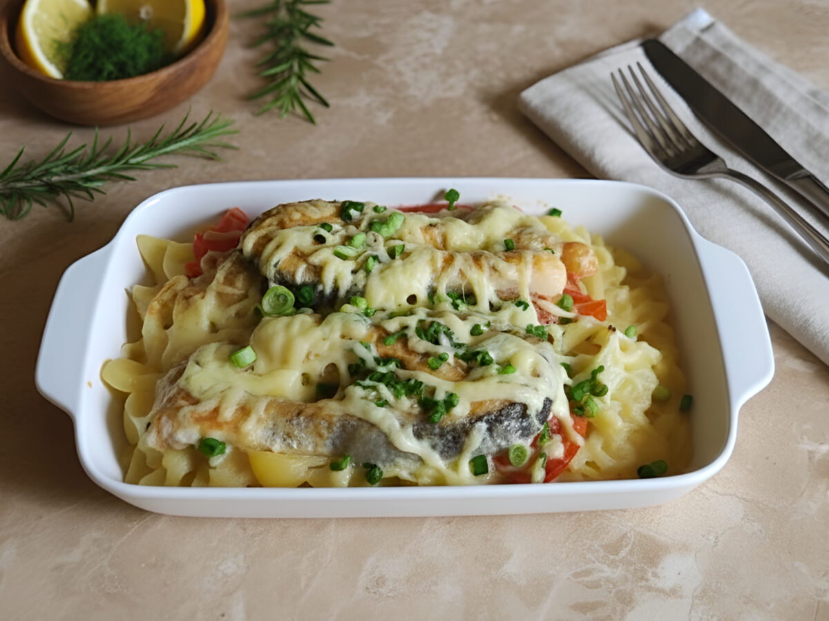 Somon cu legume la cuptor poza