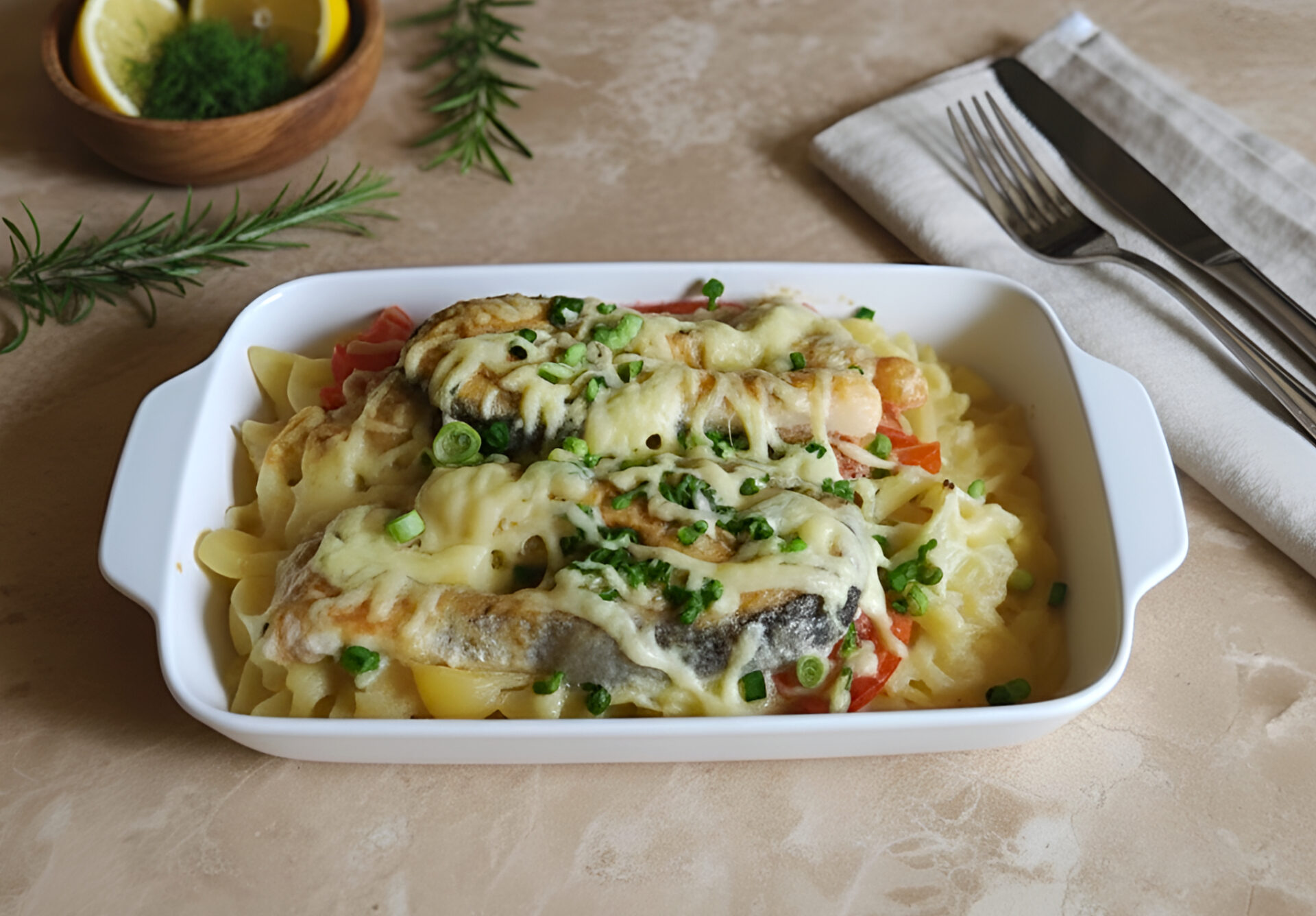 Somon cu legume la cuptor poza