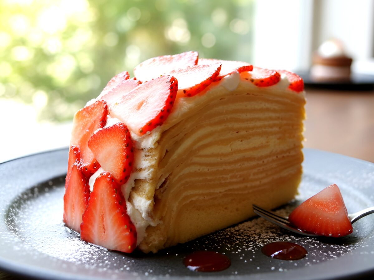 Tort de clătite cu căpșuni poza