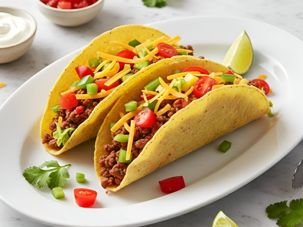 Tacos mexican cu carne, legume si cascaval poza