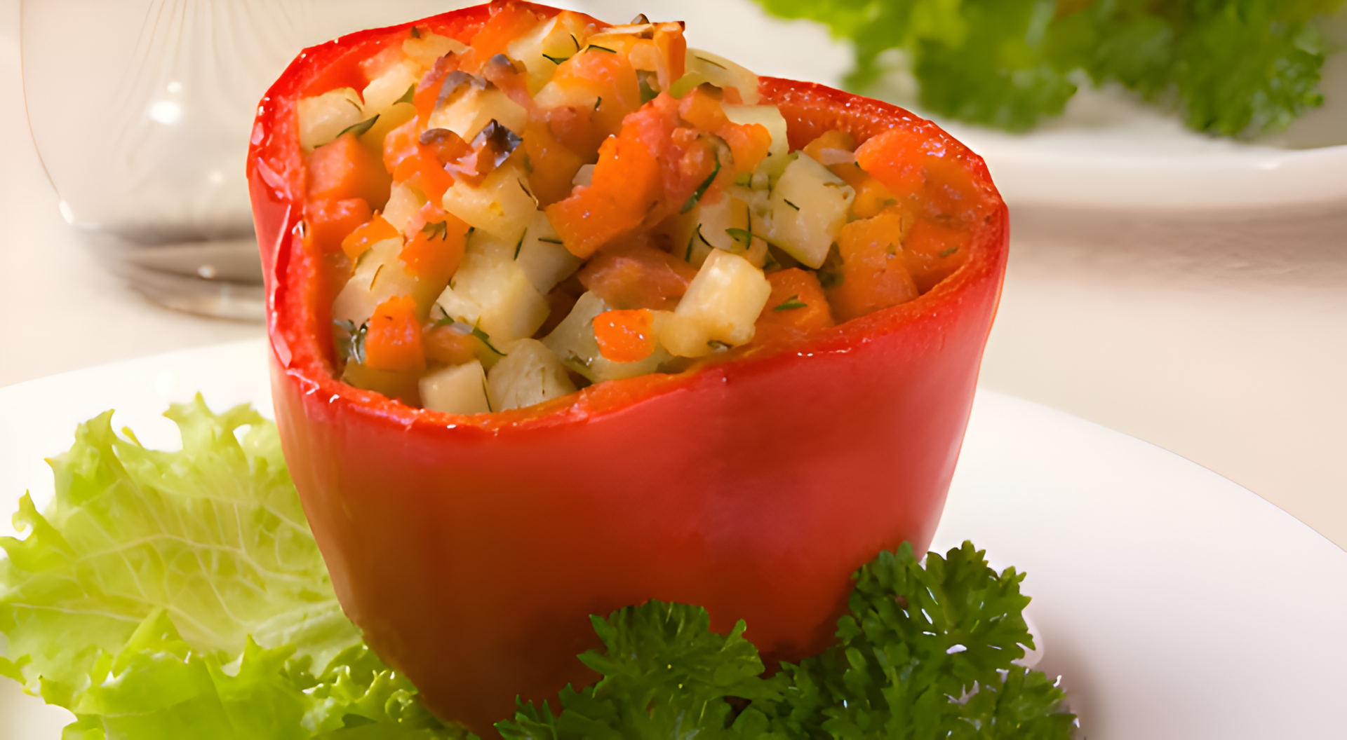 Ardei umpluti cu cartofi si legume poza