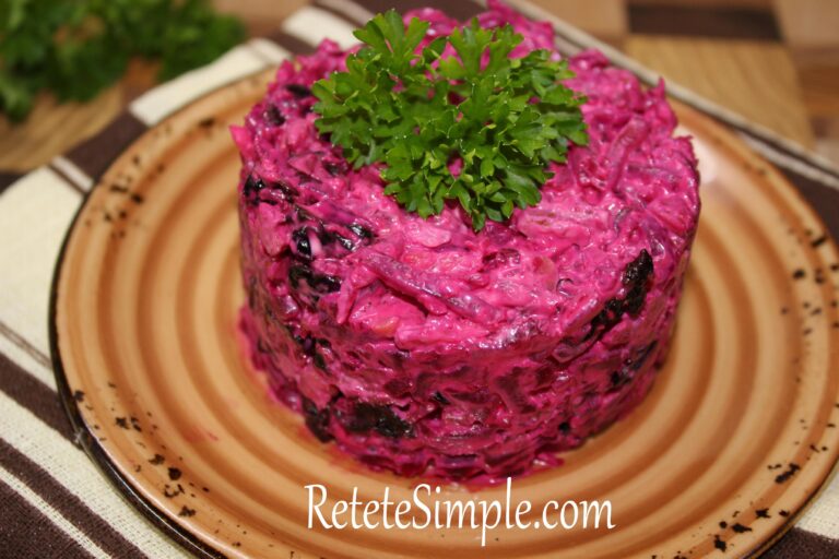 Salata de sfecla rosie cu nuci si prune uscate
