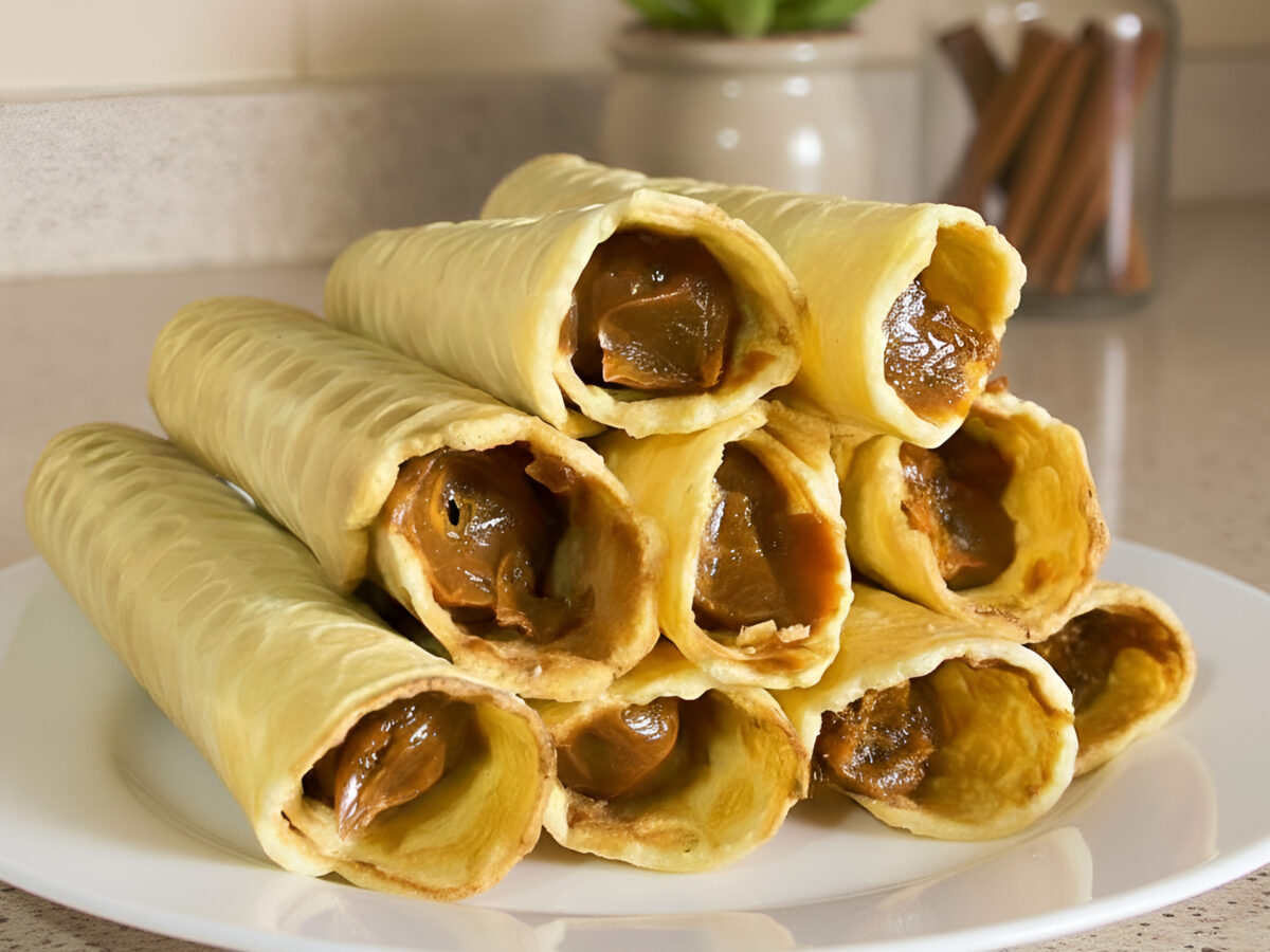 Tuburi de vafe cu lapte condensat poza