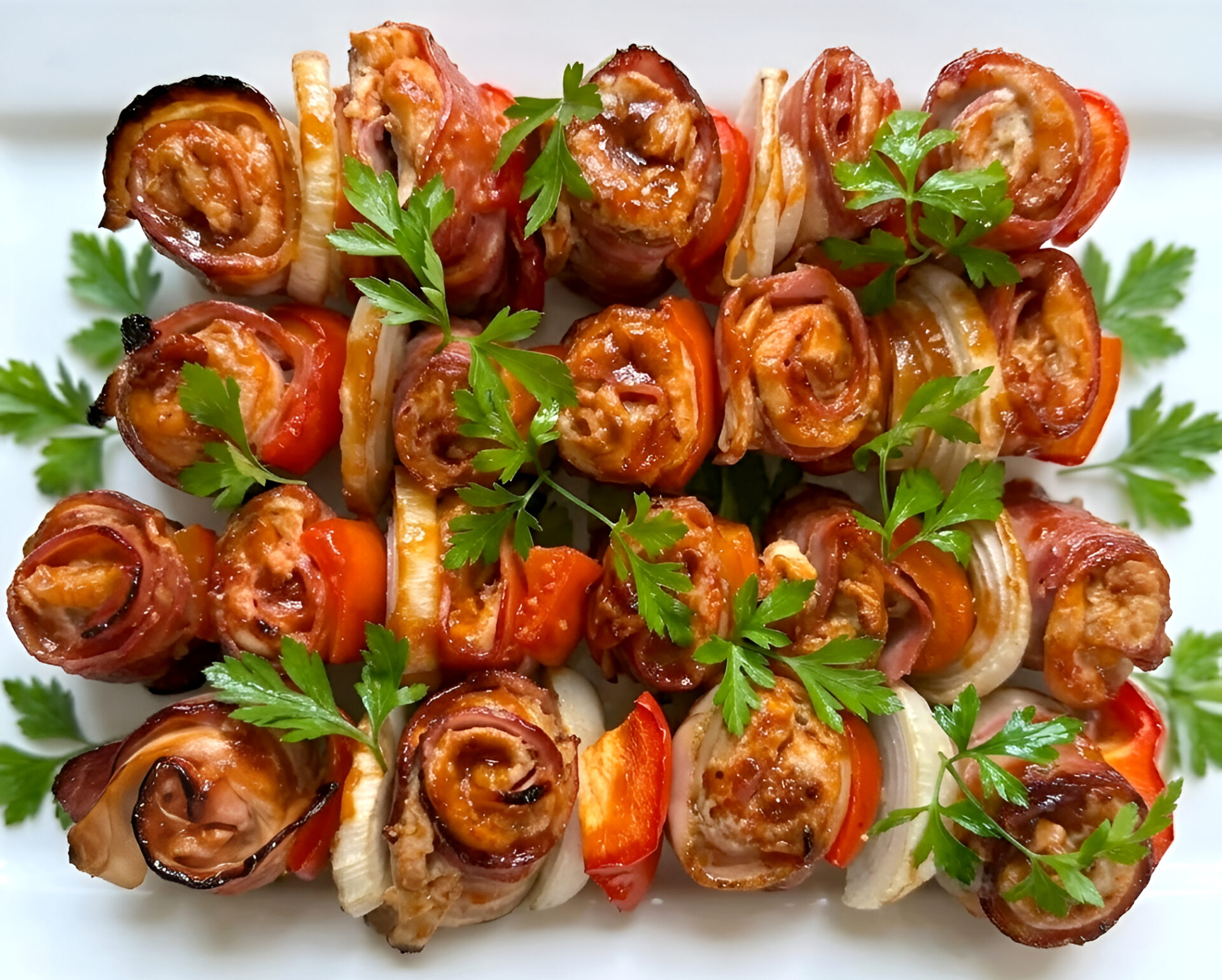 Frigarui de pui cu bacon si legume poza