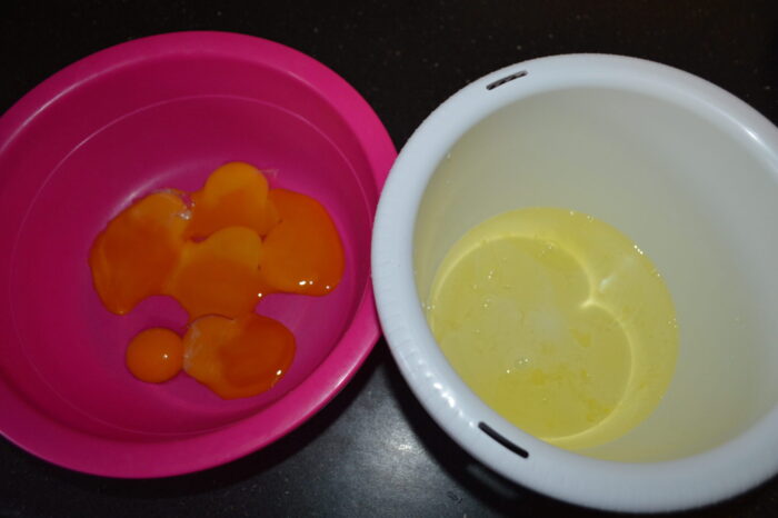 Separate the egg whites from the yolks