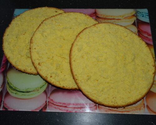 After the sponge cake has been in the freezer