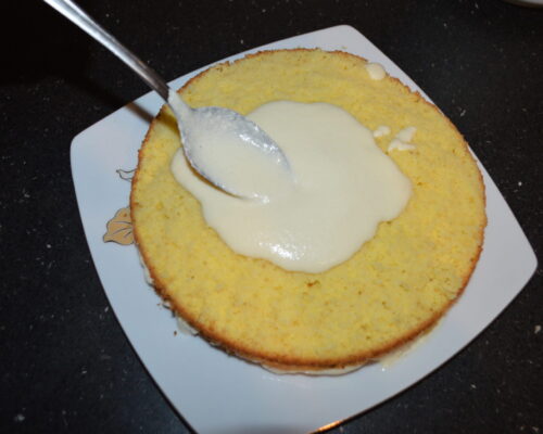 Then spread with cream