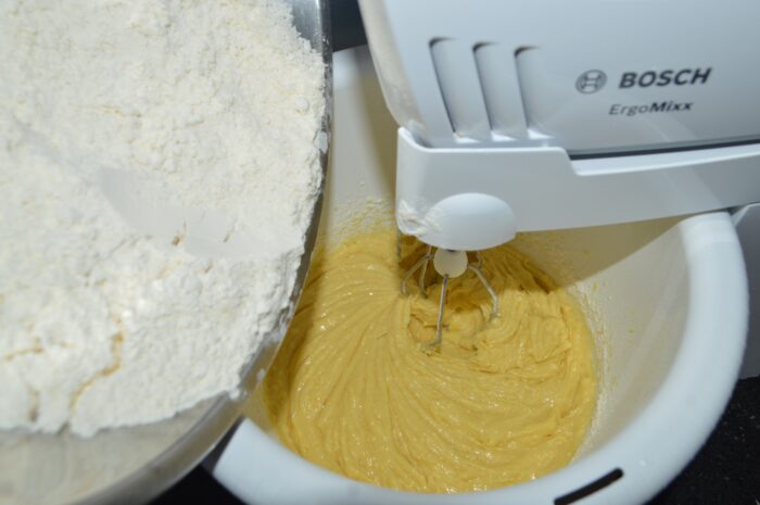 Gradually add it to the mixture