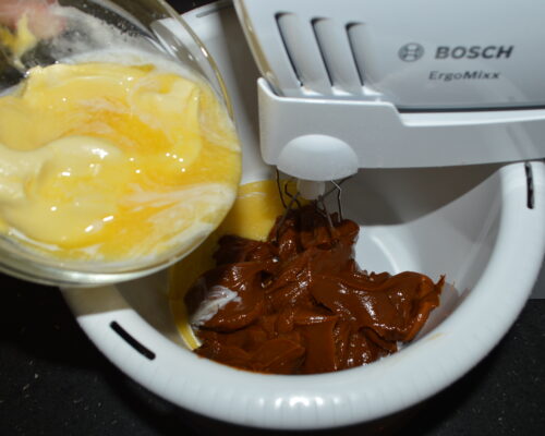 Pour the butter into the bowl
