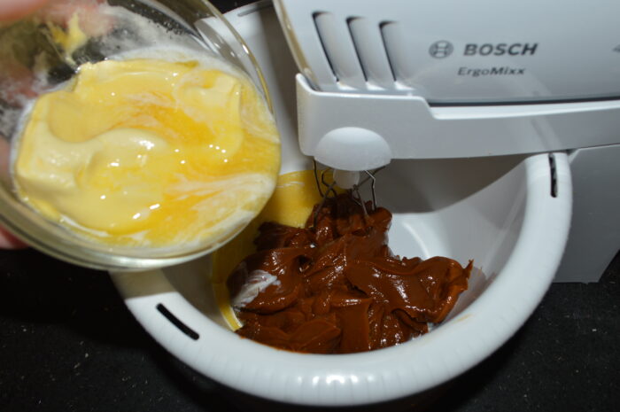 Pour the butter into the bowl