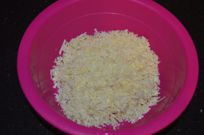 Grate the telemea cheese