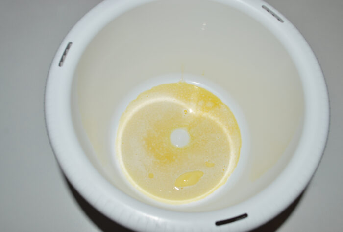 Pour the melted butter