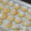 Golden coconut cookies fresh from oven