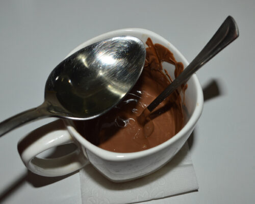 Pour the melted chocolate into a cup