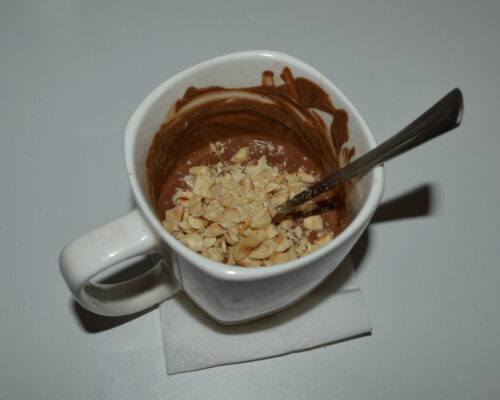 Add the chopped hazelnuts and stir