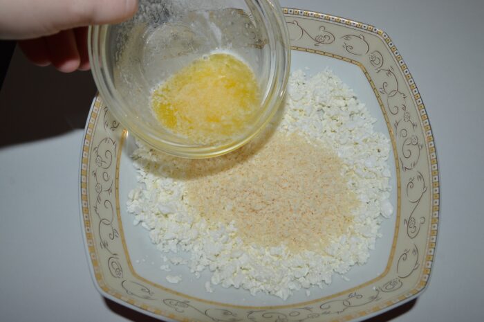 Add the melted butter