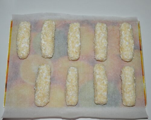 Form sticks and place them on a baking sheet