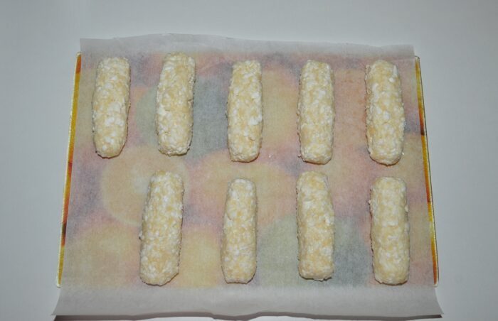 Form sticks and place them on a baking sheet