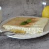 Slice of sugar-free banana cottage cheese cake