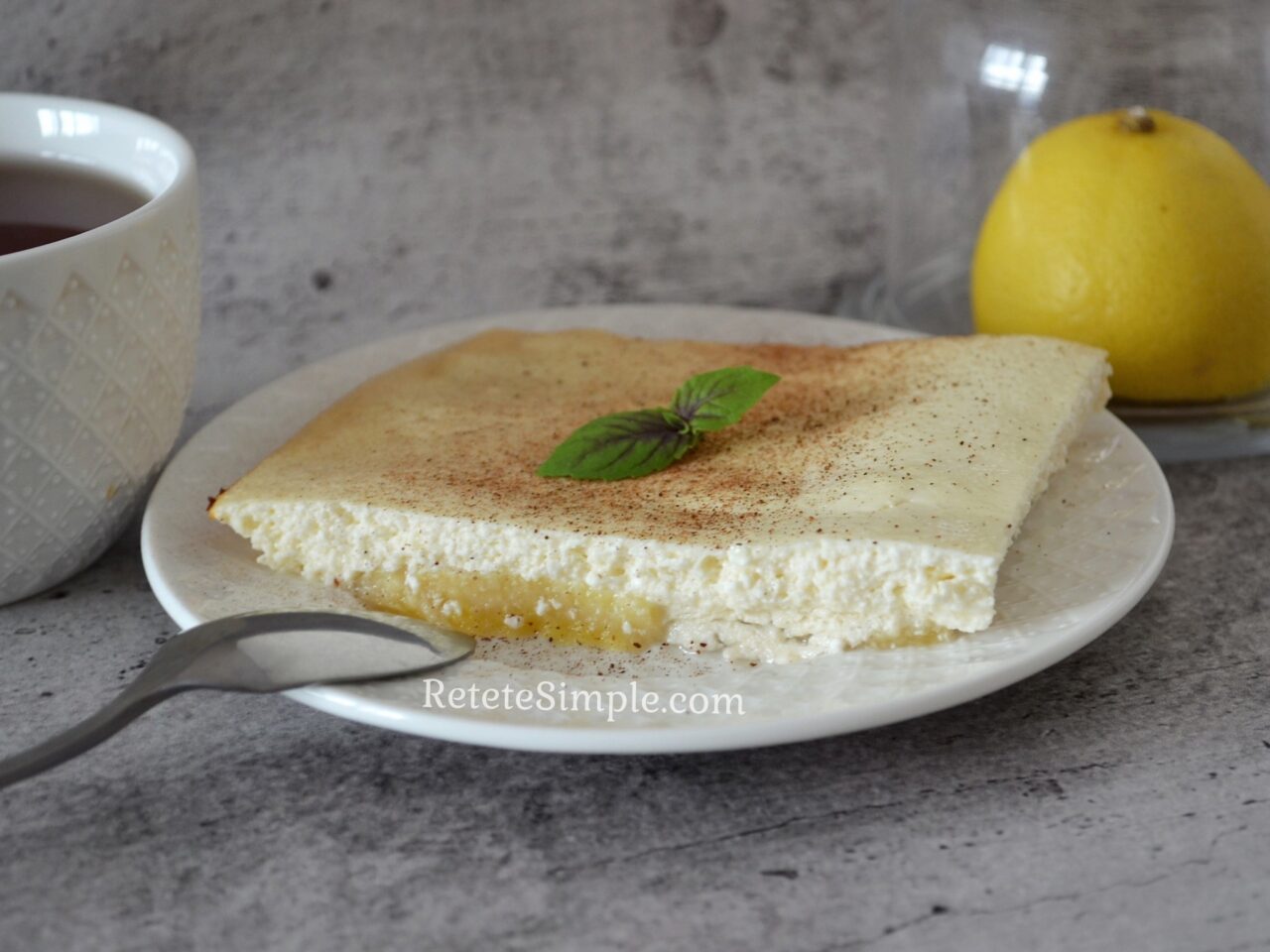 Slice of sugar-free banana cottage cheese cake