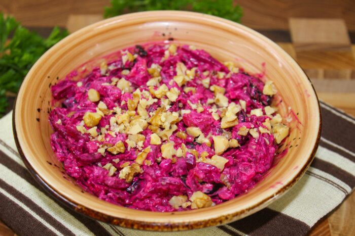 sprinkling chopped walnuts on top