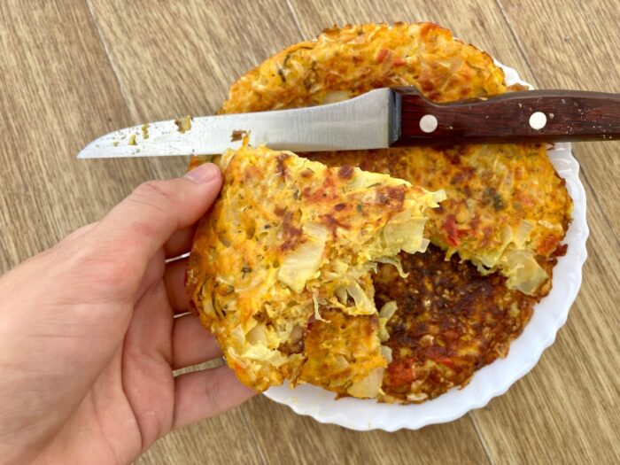 Pan‑fried cabbage casserole with crispy edges and tender center