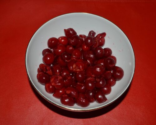 Wash the sour cherries