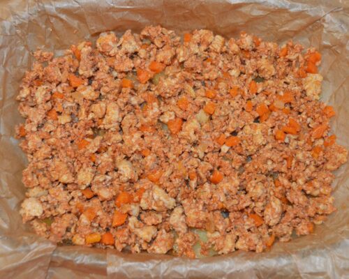 The second layer will be the cooked ground meat