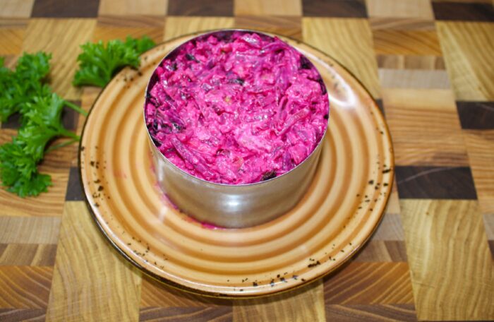 use a culinary ring to give the salad a festive look