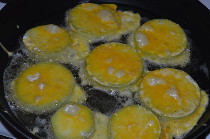 fry the zucchini over low heat