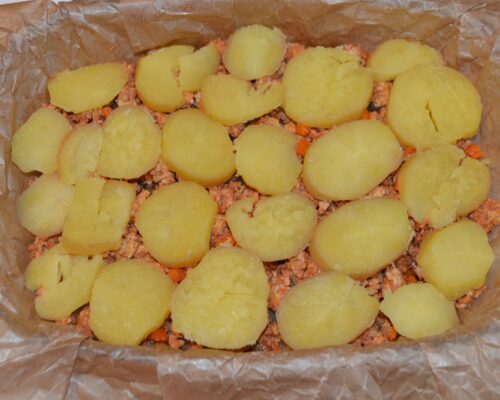 The third layer will again be the potatoes cut into rounds