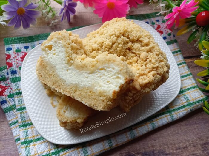 Sliced King Vatrushka cake showing creamy filling