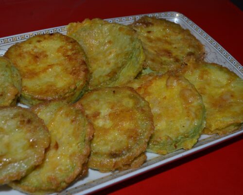 The breaded zucchini are ready
