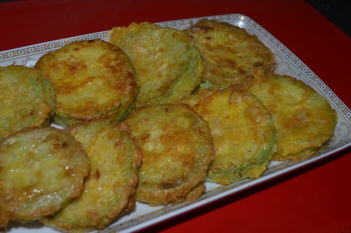 The breaded zucchini are ready