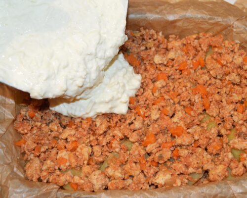 Pour the sauce into the baking dish