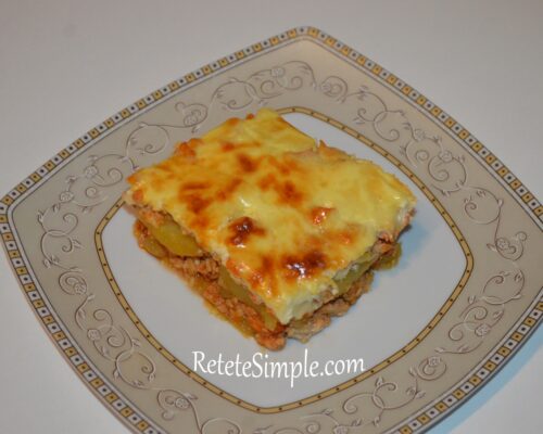 Cut the potato moussaka and enjoy