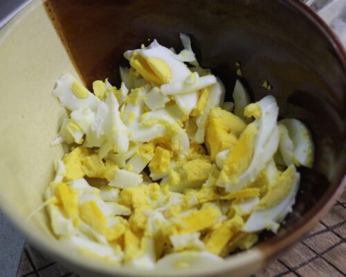 cut the boiled eggs