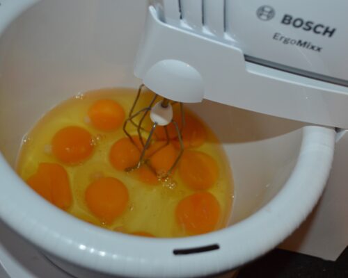 Break the 10 eggs into a bowl