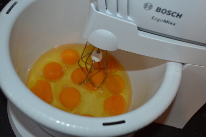 Break the 10 eggs into a bowl