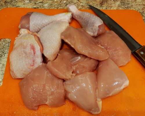 Rinse the chicken meat