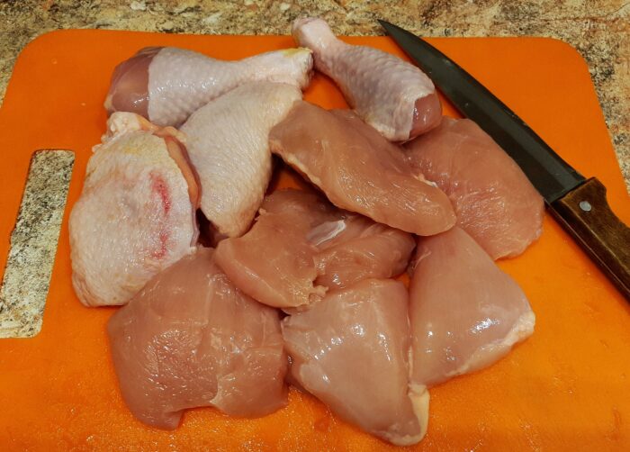 Rinse the chicken meat