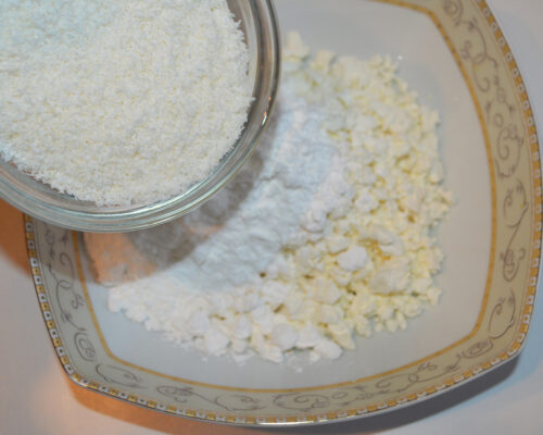 Then add half of the coconut flakes