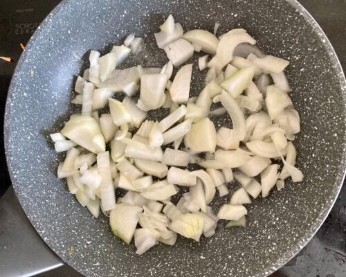 chop the onion and fry