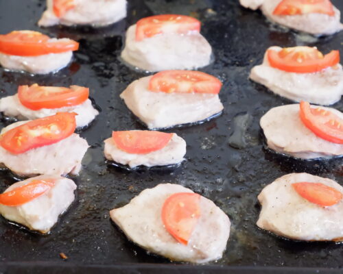 place the slices on the pork medallions