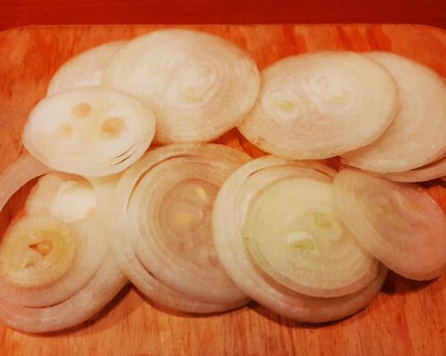 Cut the peeled onion